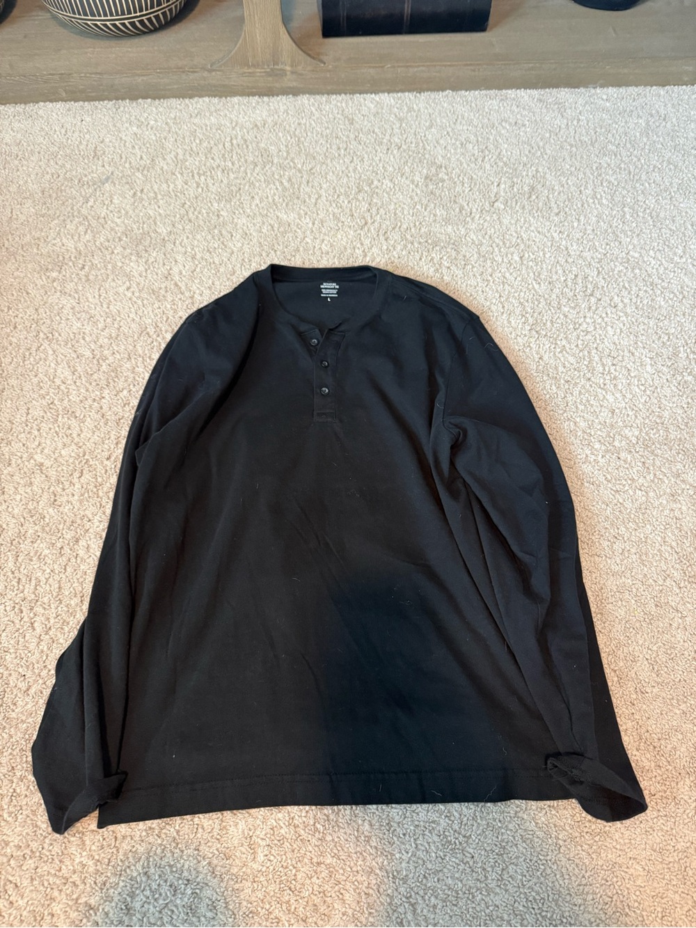 Banana Republic Black Long-Sleeve Henley Shirt
